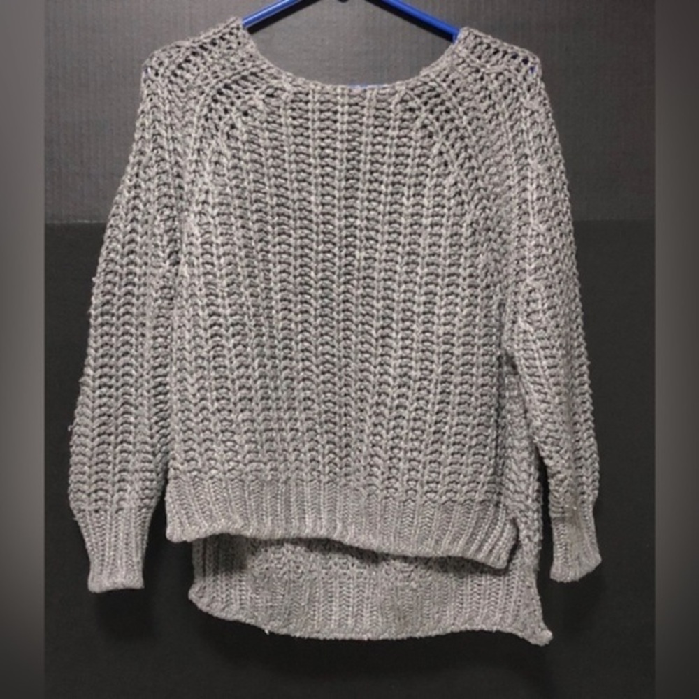 🌅KUT from the Kloth Maite Gray Wool Blend Chunky Sweater​ Uneven Hem